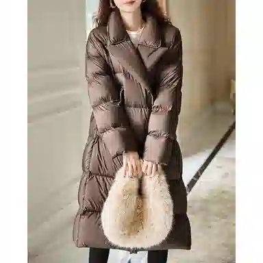 【dme】 纯色基础加厚保暖气质长款翻驳领羽绒服 女款