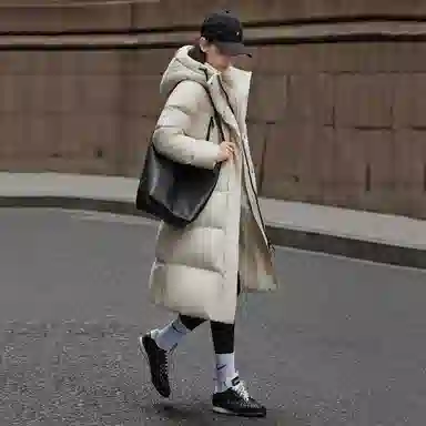 【dme】 纯色时尚休闲简约连帽保暖舒适长袖羽绒服 女款 黑色