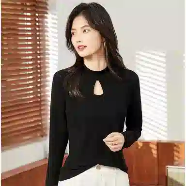 【dme】 休闲纯色修身半高领长袖针织衫 女款