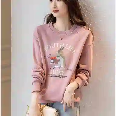 【dme】 减龄多巴胺  圆领宽松显瘦加绒字母印花卫衣 女款