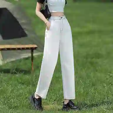 【dme】 中腰纯色宽松直筒牛仔裤 女款 本白