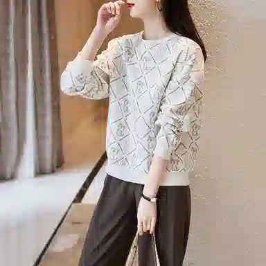 【dme】 圆领字母动物印花休闲长袖卫衣 女款 本白