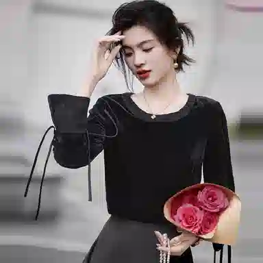 【dme】 纯色休闲通勤长袖衬衫 女款 黑色