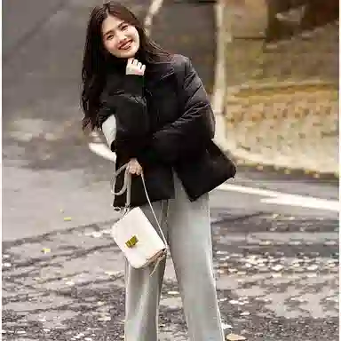 【dme】 基础纯色简约立领显高短款棉服 女款