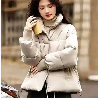 【dme】 基础纯色简约立领显高短款棉服 女款