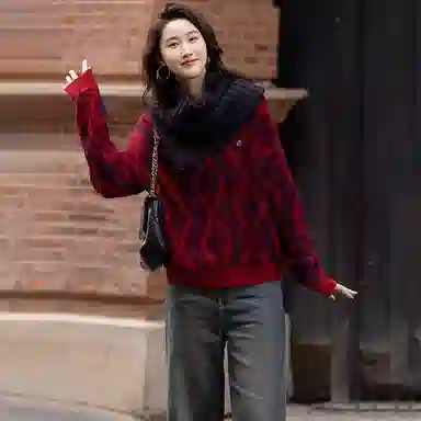 【dme】 复古休闲圆领长袖针织衫 女款