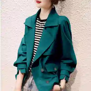 【dme】 小个子短双排扣翻领风衣 女款