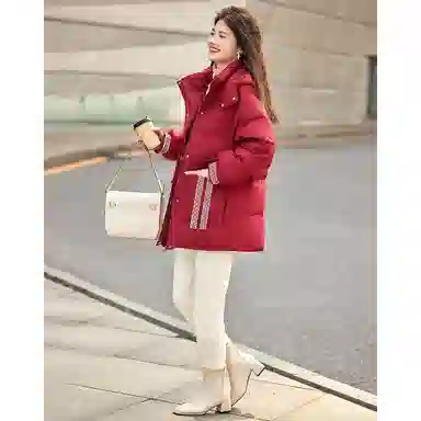 【dme】 蓬松纯色基础加厚连帽户外保暖羽绒服 女款