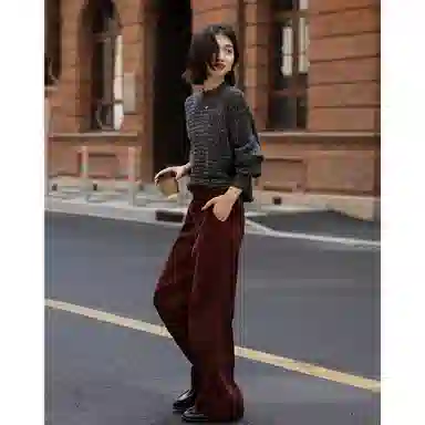 【dme】 冬季优雅立领连袖线衫花纱气质小个子上衣复古松弛感宽松显瘦简约设计休闲时尚潮流高级感慵懒风宝藏内搭高智感基础针织衫 女款