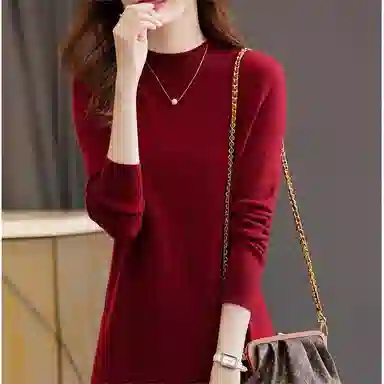 【dme】 纯色半高领简约中腰休闲长袖连衣裙 女款