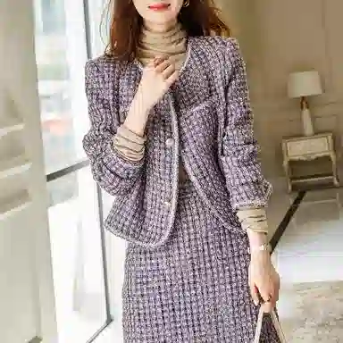 【dme】 圆领上衣中腰半身裙裙装套装 女款 蔷薇紫