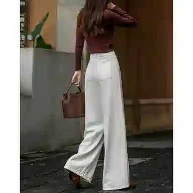 【dme】 秋季立体撞色辑线分割裤直筒小个子舒适显瘦复古时尚百搭宽松大气牛仔裤 女款