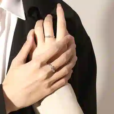 七度 麦穗玫瑰众设计森系轻奢高级感可调节 戒指 男女同款情侣款