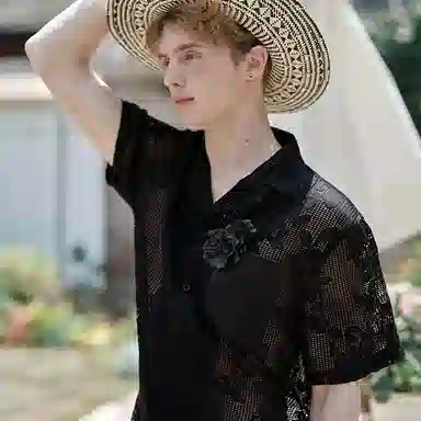 VALLEYOUTH Cuba Collar Vintage Hollow Plant Brooch Shirt