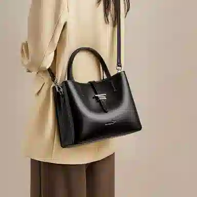 红蜻蜓 大容量休闲上班通勤水桶包  牛皮  手提包斜挎包单肩包 常规 黑色/咖啡色