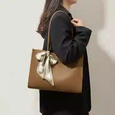 红蜻蜓 托特包腋下真皮大包拉链百搭通勤欧美风手提包纯色 牛皮 单肩包 常规 男女同款情侣款 棕色