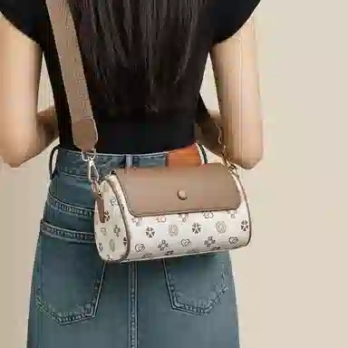 红蜻蜓 经典复古老印花高级感调节背带春夏季高级感百搭通勤 牛皮 单肩包腋下包斜挎包 常规 女款 多色