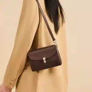 红蜻蜓 高级感气质百搭通勤 牛皮 单肩斜挎包 常规 女款 棕色/咖啡色