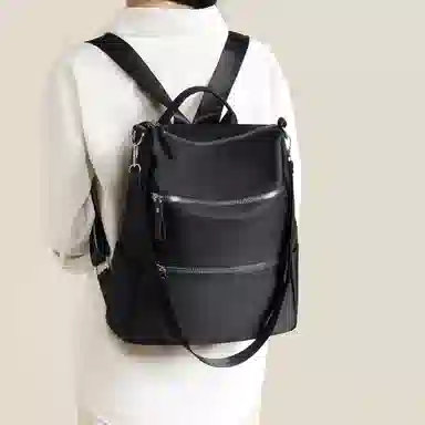 红蜻蜓 轻便旅行可装笔记本大容量多功能 织物 书包双肩包 常规 男女同款情侣款 黑色/咖啡色