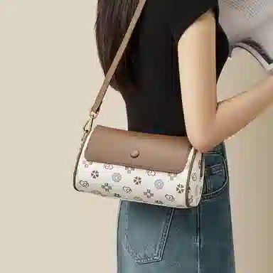 红蜻蜓 经典复古老印花高级感调节背带春夏季高级感百搭通勤 牛皮 单肩包腋下包斜挎包 常规 女款 多色