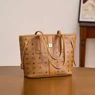 红蜻蜓 复古通勤印花百搭高颜值托特包 合成革 单肩包 常规 女款 金棕色