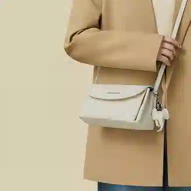 红蜻蜓 时尚真皮小众百搭通勤 牛皮 单肩包 女款 米白色/杏色/黑色