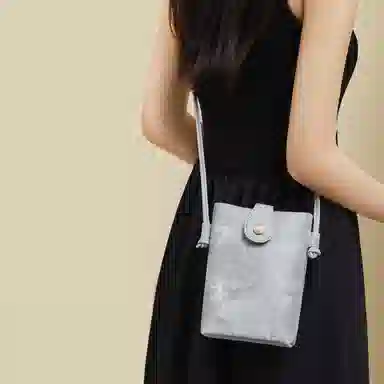 红蜻蜓 时尚设计百搭通勤 聚氨酯合成革 单肩斜挎包 小号 女款 银色/米白色