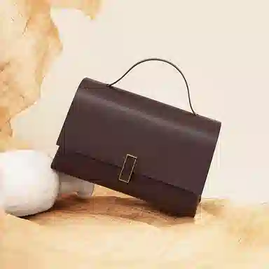 红蜻蜓 简约通勤百搭软皮美拉德风 牛皮拼合成革 单肩斜挎手提包 女款 摩卡棕/咖啡色