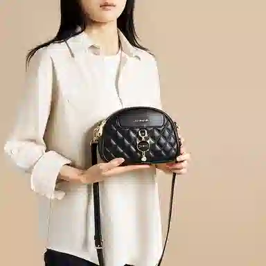 红蜻蜓 小香风通勤百搭日常 合成革 单肩包 常规 女款 黑色