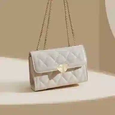 红蜻蜓 百搭少女包法式小香风通勤链条包时尚菱格包 聚氨酯拼合成革 单肩包腋下包手提包斜挎包 女款 黑色/米白色