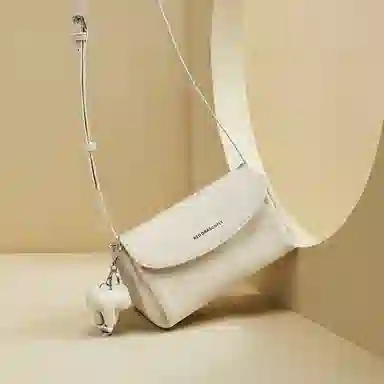 红蜻蜓 时尚真皮小众百搭通勤 牛皮 单肩包 女款 米白色/杏色/黑色