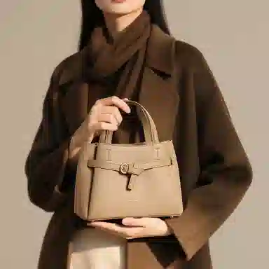 红蜻蜓 高级感小众潮流时尚百搭单肩斜挎包 合成革 手提包 常规 女款 黑色/卡其色