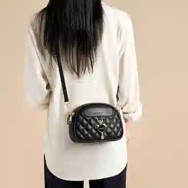 红蜻蜓 小香风通勤百搭日常 合成革 单肩包 常规 女款 黑色