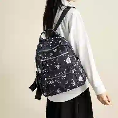 红蜻蜓 涂鸦印花大容量通勤出游书包 织物 背包双肩包 常规 男女同款情侣款 多色