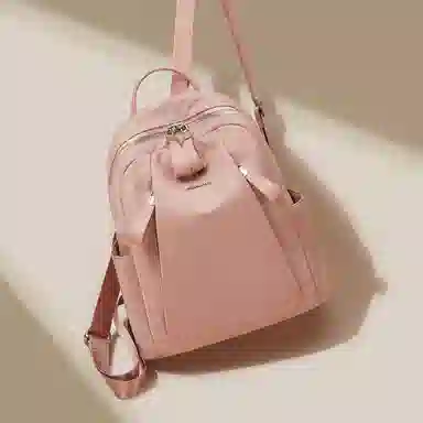 红蜻蜓 简约百搭实用大容量日常 织物 双肩包 常规 女款 黑色/卡其色/粉红色