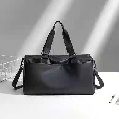 红蜻蜓 潮流简约大容量时尚纯色 织物 旅行包 男女同款情侣款 黑色