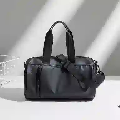 红蜻蜓 复古大容量短途出差游泳运动背包 织物 旅行包 男女同款情侣款 黑色