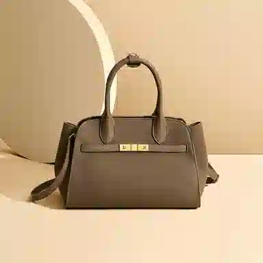 红蜻蜓 时尚大容量托特通勤百搭凯莉单肩斜挎流行优雅高档 牛皮革 手提包 常规 女款 大象灰