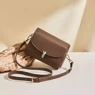 红蜻蜓 高级感气质百搭通勤 牛皮 单肩斜挎包 常规 女款 棕色/咖啡色