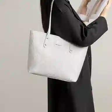 红蜻蜓 高级感百搭纯色通勤 合成革 托特包单肩包 常规 女款 米白色