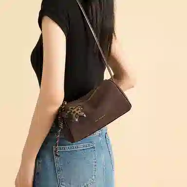 红蜻蜓 简约设计复古通勤 合成革 单肩包 常规 女款 咖啡色