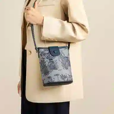 红蜻蜓 时尚设计百搭通勤 聚氨酯合成革 单肩斜挎包 小号 女款 银色/米白色