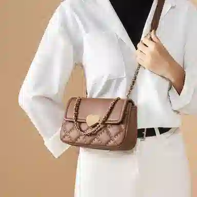 红蜻蜓 爱心设计通勤日常百搭气质小众设计 合成革 单肩包 常规 女款 黑色/咖啡色