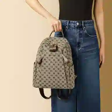 红蜻蜓 简约百搭实用大容量日常 织物 双肩包 常规 女款 黑色/卡其色/粉红色