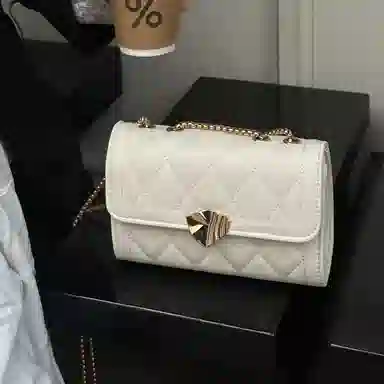 红蜻蜓 百搭少女包法式小香风通勤链条包时尚菱格包 聚氨酯拼合成革 单肩包腋下包手提包斜挎包 女款 黑色/米白色