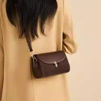 红蜻蜓 高级感气质百搭通勤 牛皮 单肩斜挎包 常规 女款 棕色/咖啡色