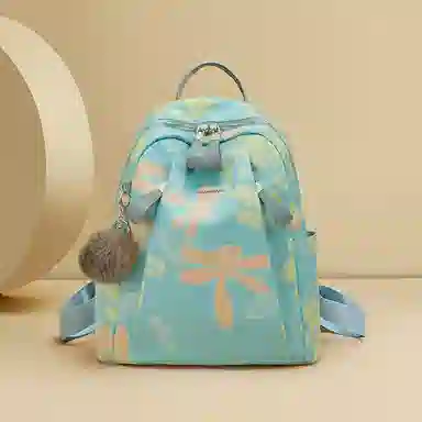 红蜻蜓 大容量运动轻便休闲百搭撞色印花韩版潮流时尚 织物 双肩包 常规 男女同款情侣款 浅蓝色