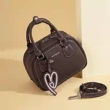 红蜻蜓 时尚复古个性气质潮流 牛皮 单肩斜挎手提包 常规 女款 咖啡色/金棕色