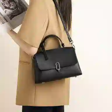 红蜻蜓 高级感小众时尚潮流品牌高颜值 牛皮 单肩斜挎手提包 常规 女款 黑色/咖啡色