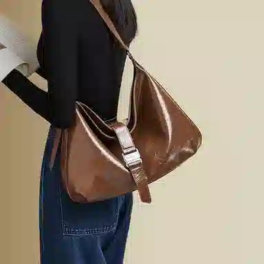 红蜻蜓 时尚通勤百搭休闲复古轻便 牛皮 单肩包 女款 焦糖色/经典黑色